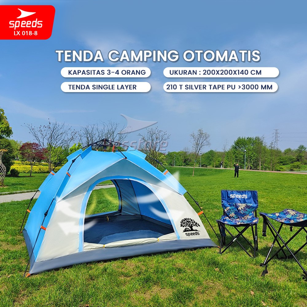 SPEEDS Tenda Camping Kemah Otomatis 4-5 Orang Lipat Portable Waterproof Anti Air Outdoor 018-8