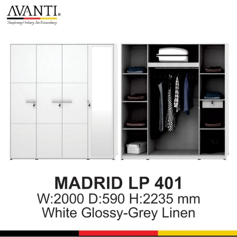 LEMARI PAKAIAN MADRID LP 401 AVANTI ACTIV UK.200x59x223