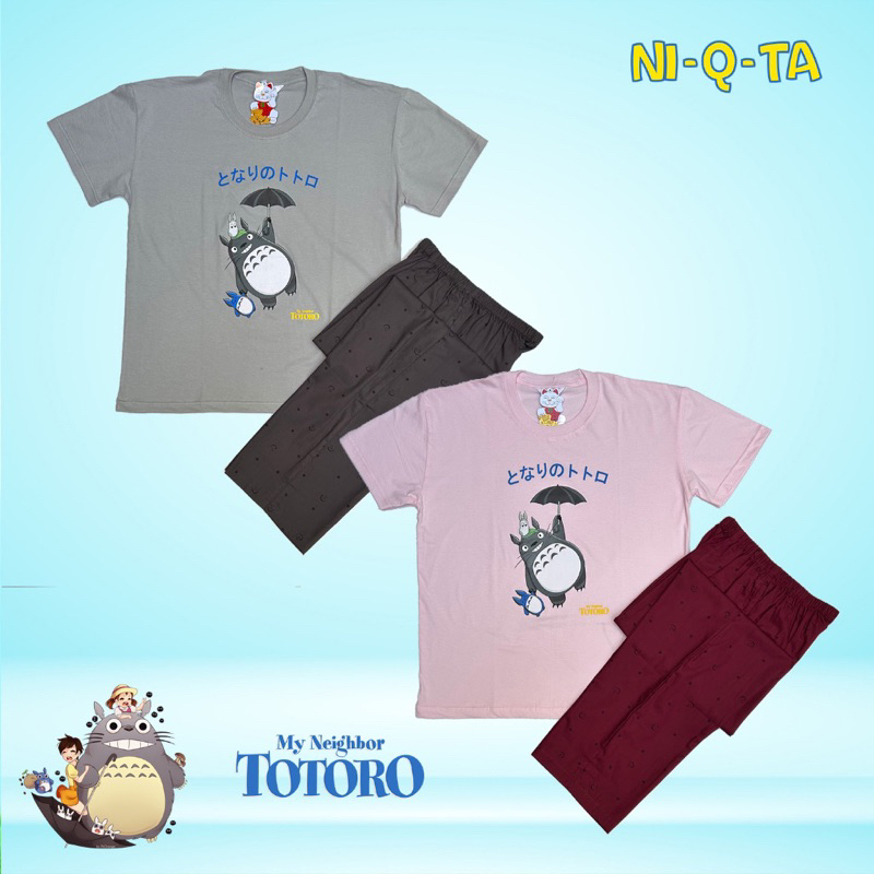 Piyama Niqta motif Totoro SML, baju kaos celana katun. Limited Edition