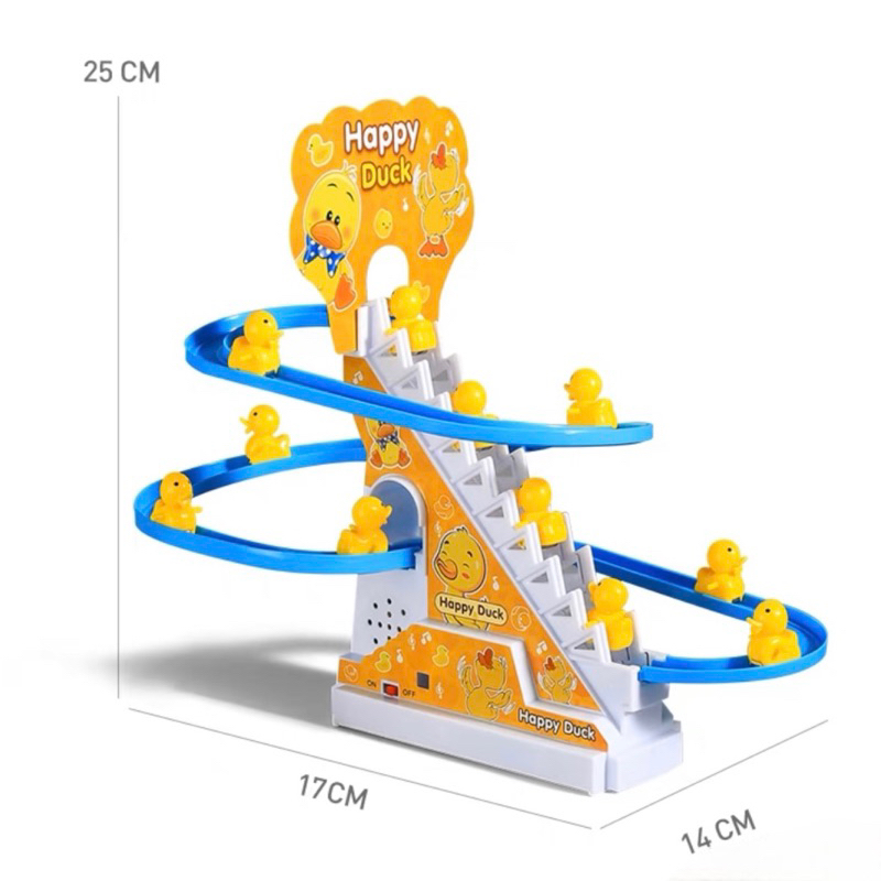 Mainan Bebek Naik Tangga - Mainan Bebek Perosotan - Mainan Small Duck Train Track -  Kereta Bebek Tangga Seluncur Musik Track - Funtoy Mini Perosotan Bebek - Duck Music Track LED