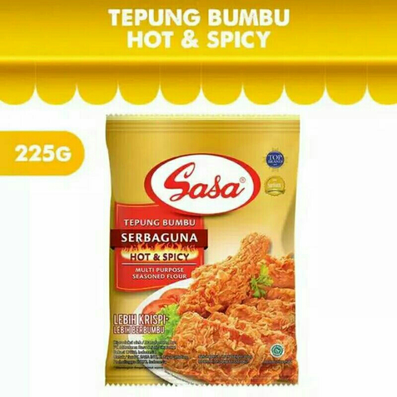 

sasa tepung bumbu serbaguna hot&spicy 225gr .