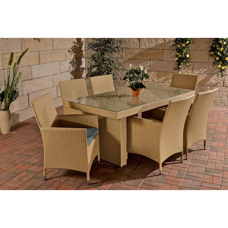 Set Meja Makan Rotan Sintetis 6 Kursi