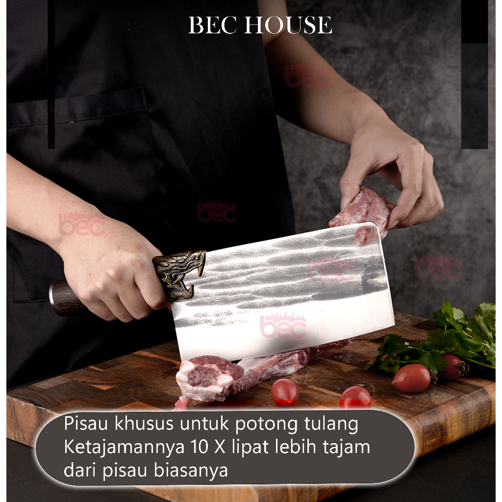 [BEC] Pisau Dapur Gagang Naga Jumbo Super Tajam Golok Daging