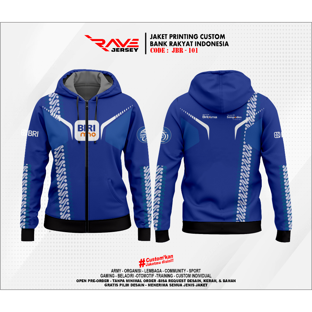 JAKET BANK BRI FULL PRINTING SUBLIMATION CUSTOM (DESAIN SUKA SUKA)