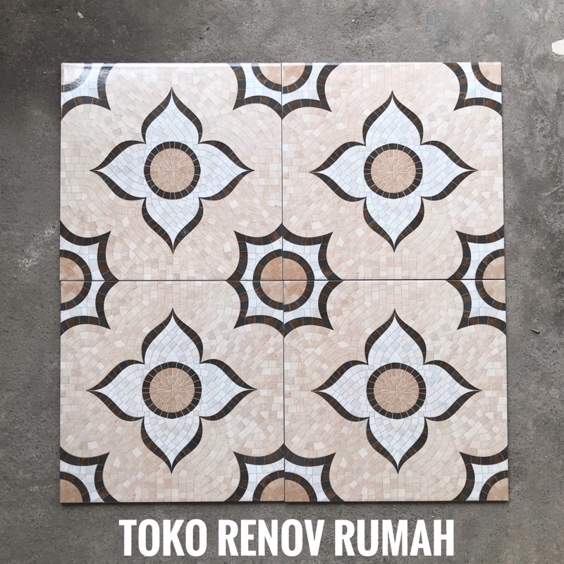 keramik lantai 40x40 motif marocco (glossy)/ keramik lantai cream motif/ keramik teras/ keramik lant