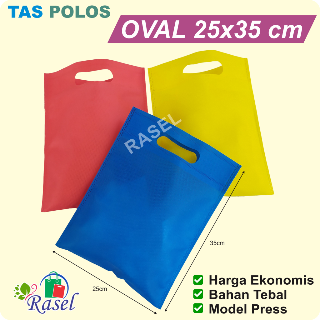 

25x35 cm Oval Tas Kain Spunbond Goodie Bag Kantong Goody polos souvenir event murah