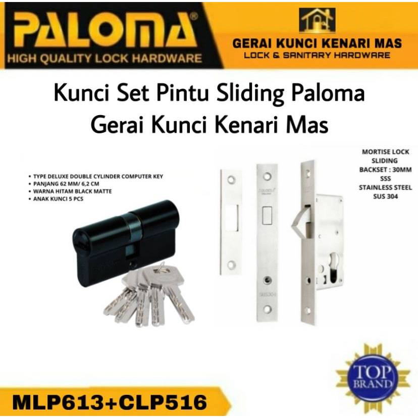 KUNCI SET PINTU SLIDING PALOMA CLP516+MLP612