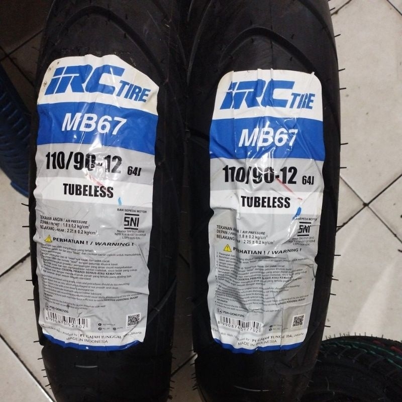 Ban luar motor irc TUBLESS 110/90/12 (MB67)  tubeless belakang scoopy ring 12