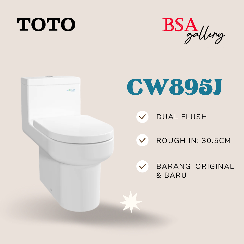 KLOSET DUDUK TOTO CW895J / KLOSET TOTO OMNI+ MONOBLOK ORIGINAL