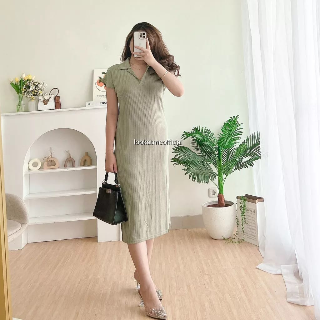 LongDress Knitto Wanita Dewasa Gaun Kaftan Maxy Bodycon Basic Oversized Korean Slim Grosir Terbaru V