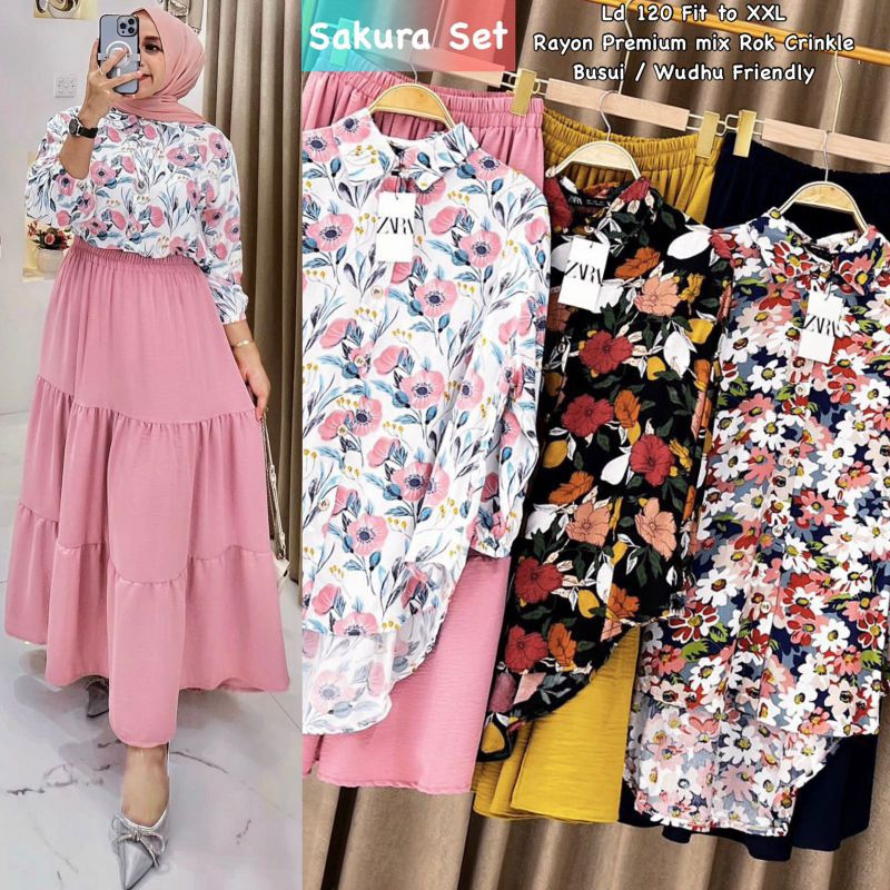 Sakura Set setelan wanita setelan rok wanita setelan muslim