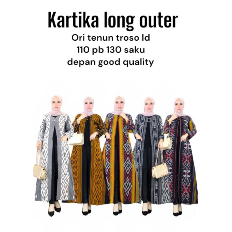 Kartika long outer tenun - outer tenun panjang - dress outer kondangan tenun wanita