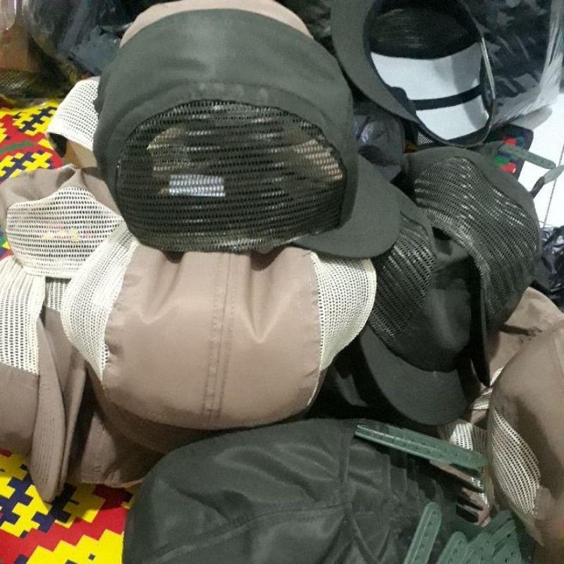 topi jaring taslan lidah pendek  polos