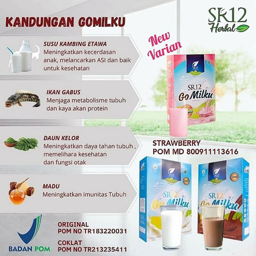 

200gr - Susu Kambing Etawa bubuk SR12 GOMILKU - Sr 12 Go Milku - plus daun kelor, ekstrak ikan gabus dan madu. untuk anak, dewasa, lansia