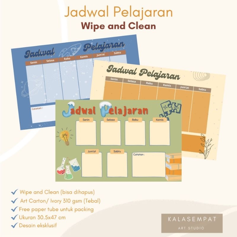 

Jadwal Pelajaran Mingguan, Weekly Schedule, Wipe and Clean, Jadwal Sekolah