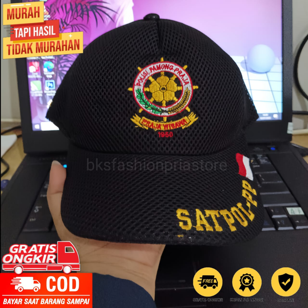 TOPI PRIA SATPOL PP / TOPI LOGO SATPOL PP / TOPI JARING / TERMURAH