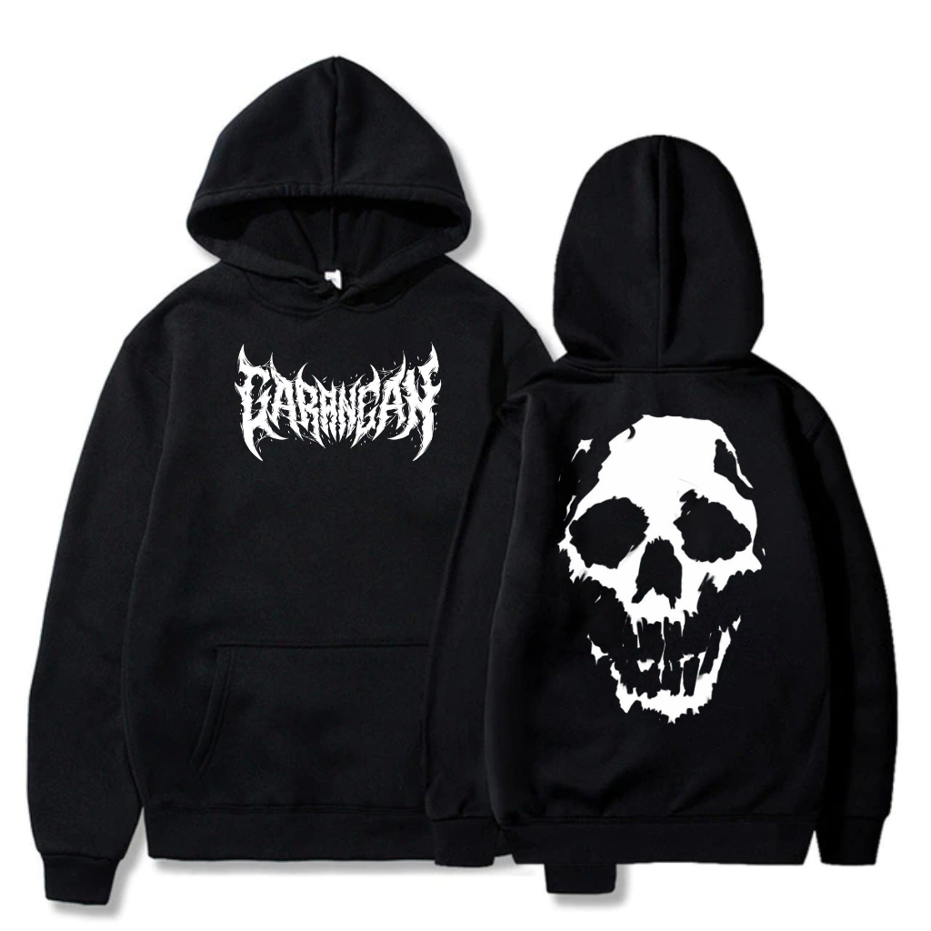 Hodie Pria F.Metal Tengkorak - Sweter Hitam Distro Bandung - Jaket Cowok Cewek Gambar Simple Tengkor