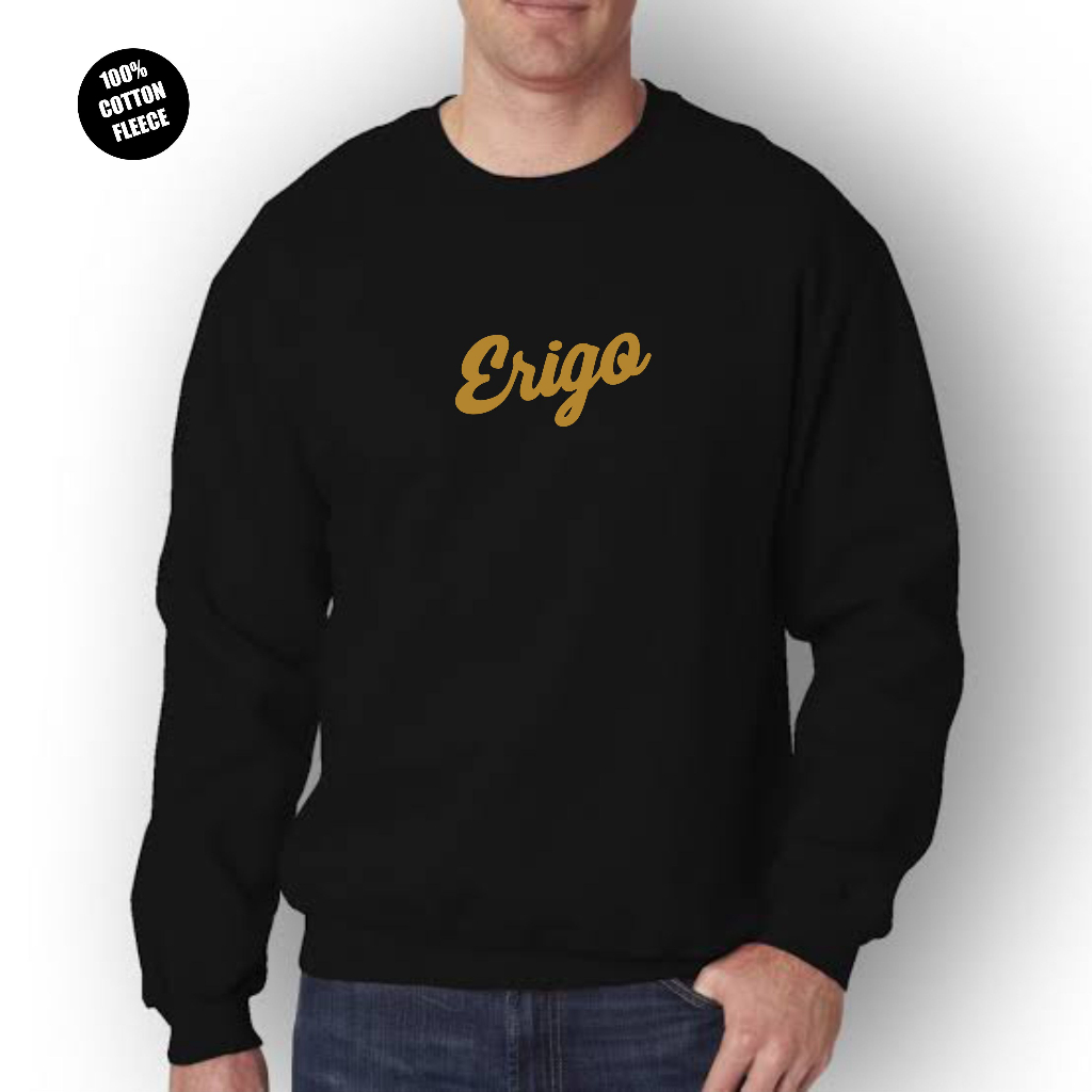 Sweater Distro Erigo Logo Gold Super Premium / baju sweater tebal pria distro premium keren oversize