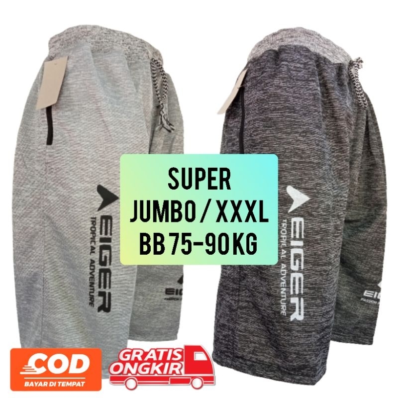 (JUMBO Fit To XXXL) Paket 5 Pcs Celana Kasual Celana Santai Olahraga Pria Bahan Babyterry Pinggang Rib Tebal dan Adem