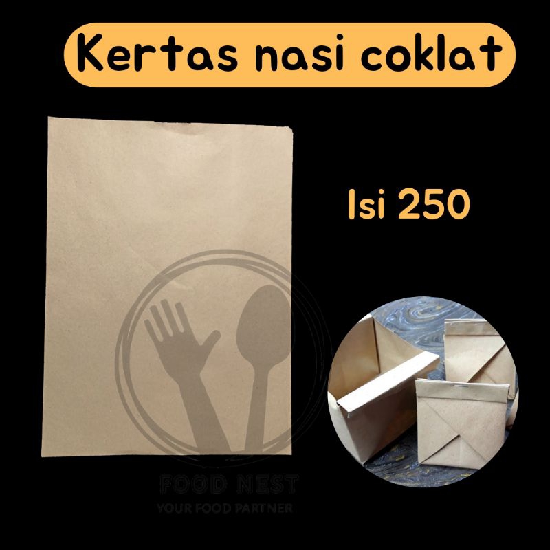 KERTAS NASI COKLAT KERTAS PEMBUNGKUS NASI COKLAT ISI 250 LEMBAR PERSEGI PANJANG BUNGKUS NASI  WARTEG