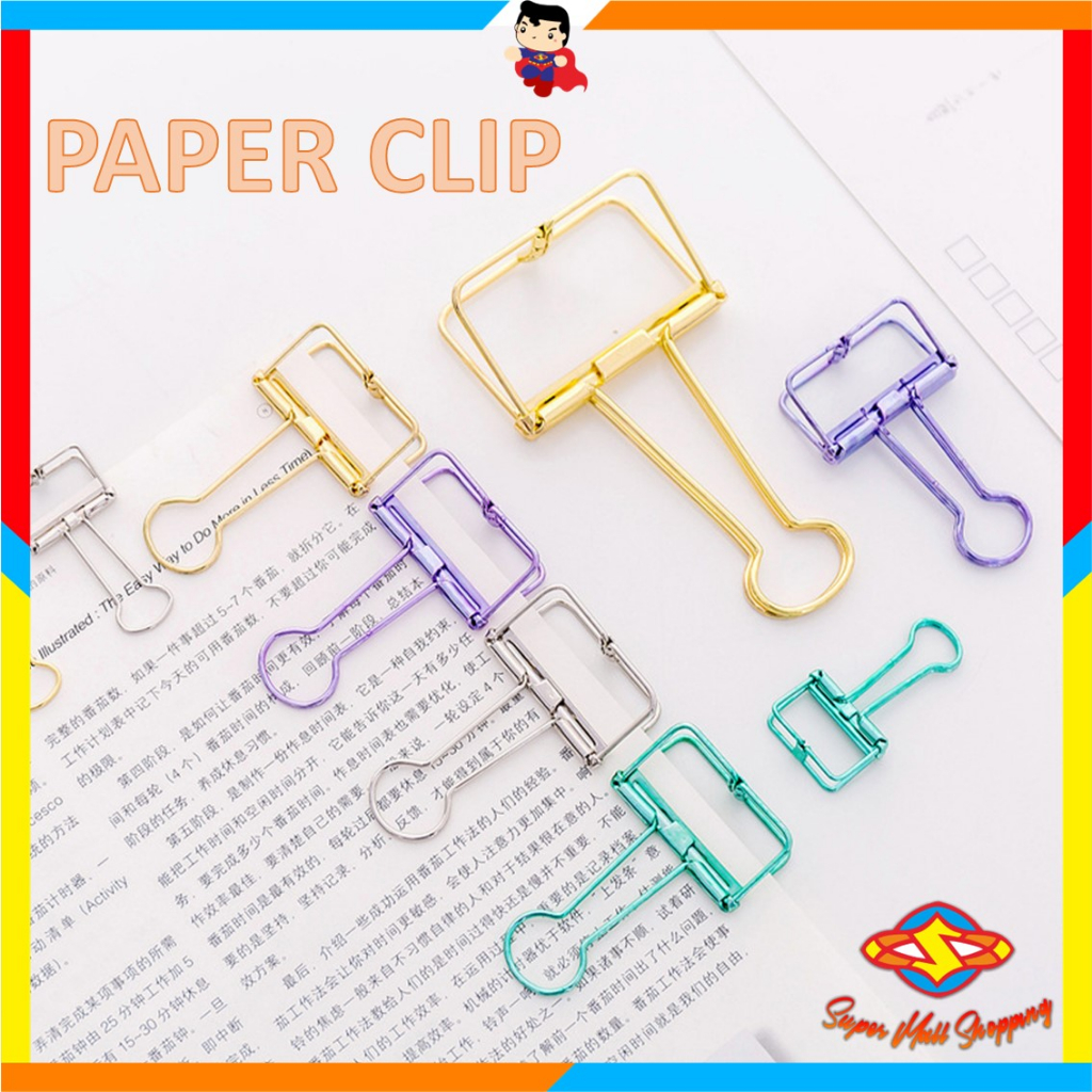 SMS Paper Clip Besi Warna-Warni Klip Penjepit Buku Bahan Metal Penjepit Kertas Binder Clips Large Medium Small Office Study Import