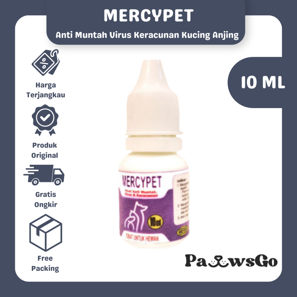 Mercypet 10ml - Obat Anti Muntah Kucing - Obat Anti Muntah Anjing - Obat Virus Kucing - Obat Virus A