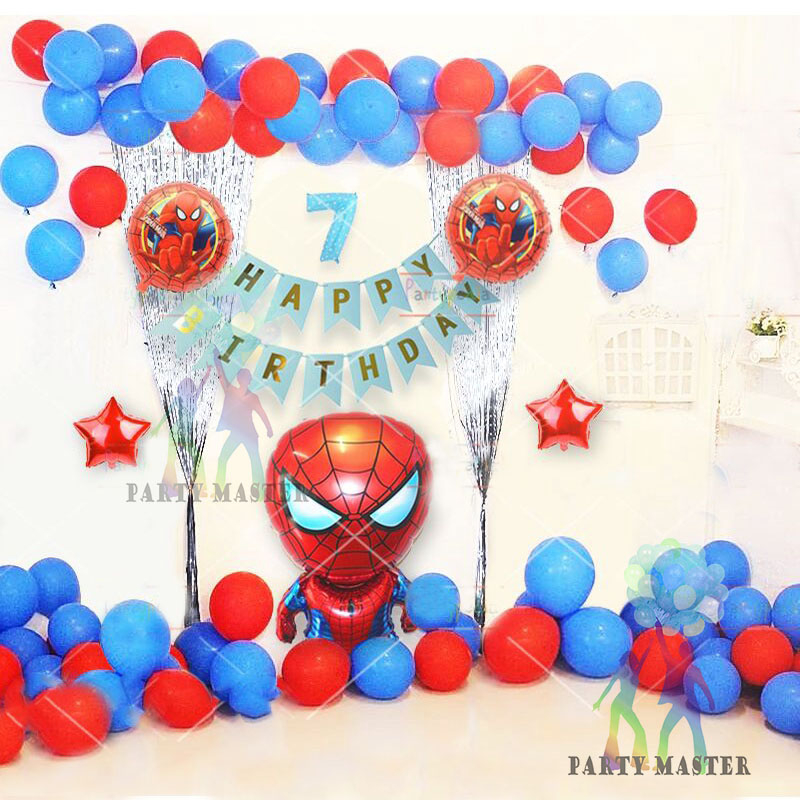 PAKET DEKORASI ULANG TAHUN SIMPLE TIRAI SPIDERMAN DAN CAPTAIN AMERICA