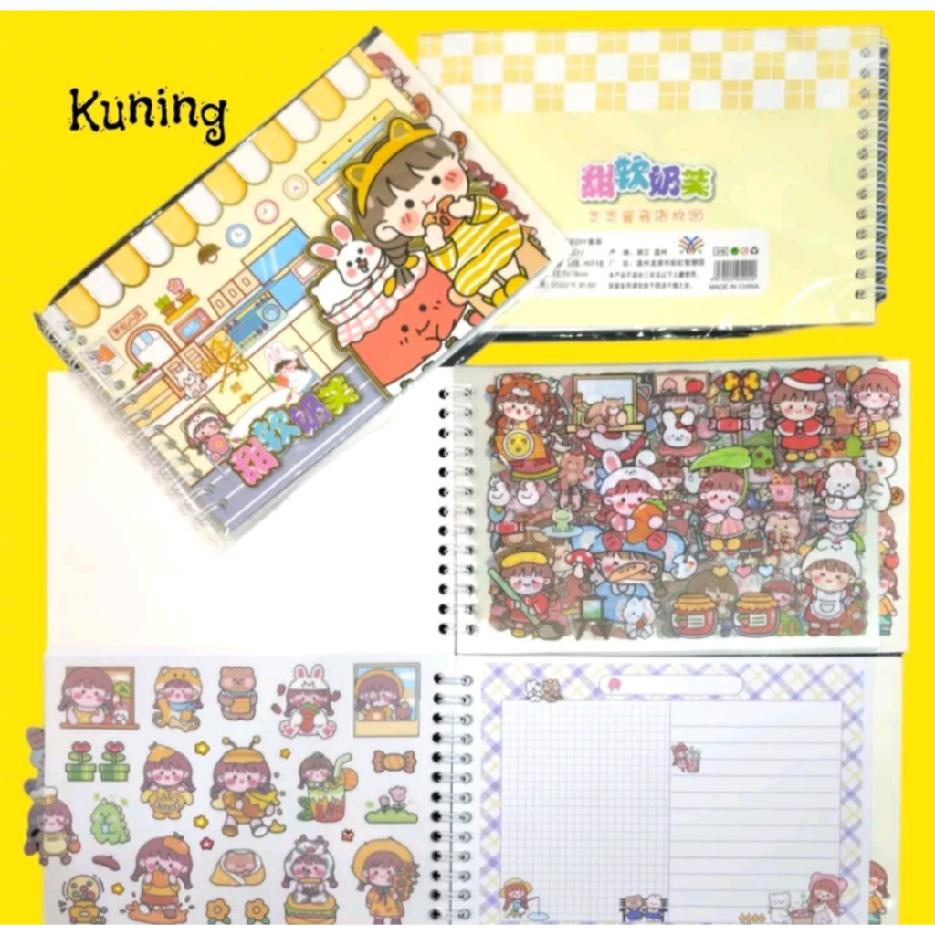 DIY STICKER BOOK / BUKU STIKER MOMO 4IN1 / STIKER BUKU MOMO MOTIF KARTUN KOREA LUCU