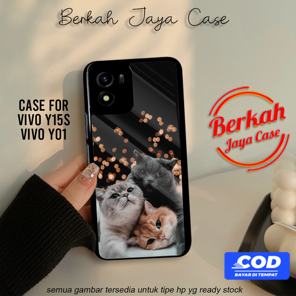 Berkah Case Vivo Y15S Y01 Casing Hp Vivo Y15S Y01 Pelindung Motif Cat Cute 01 Case Lucu Casing Hp Ke