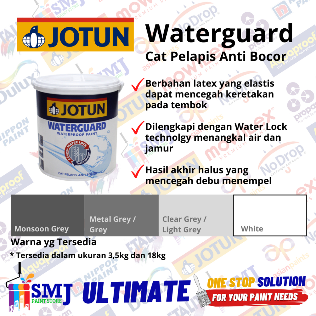 Cat Pelapis Anti Bocor Waterproofing JOTUN WATERGUARD - Light / Clear Grey | Abu Muda 18kg