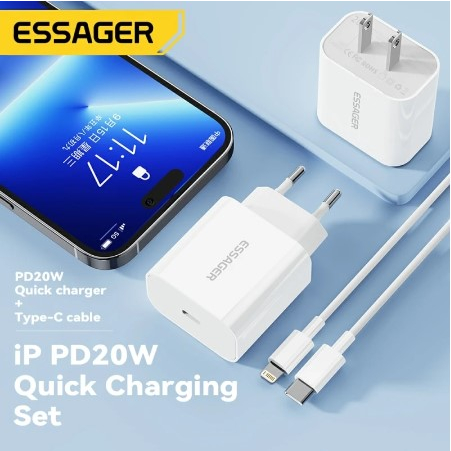 Essager PD 20W Type C Charger For iPhone 14 13 12 11 Pro Max, Ipad Iphone 8 X XR Fast Charging