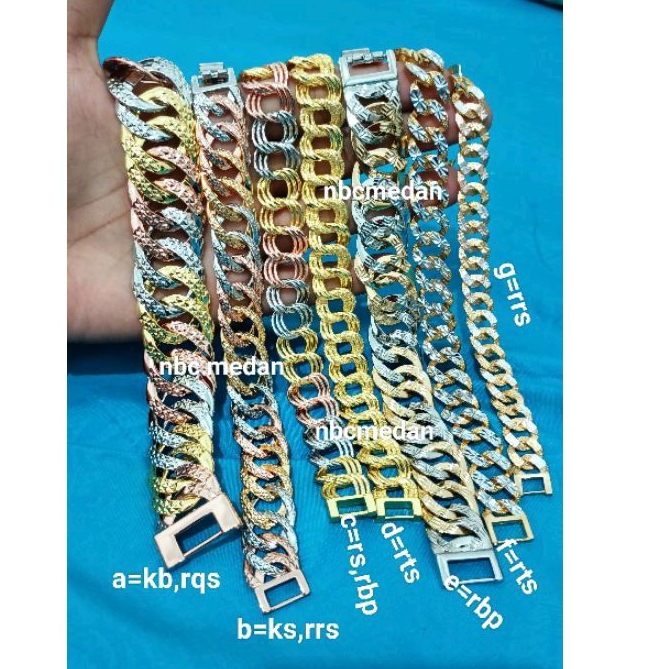 Gelang sisik naga titanium lapis emas kristal