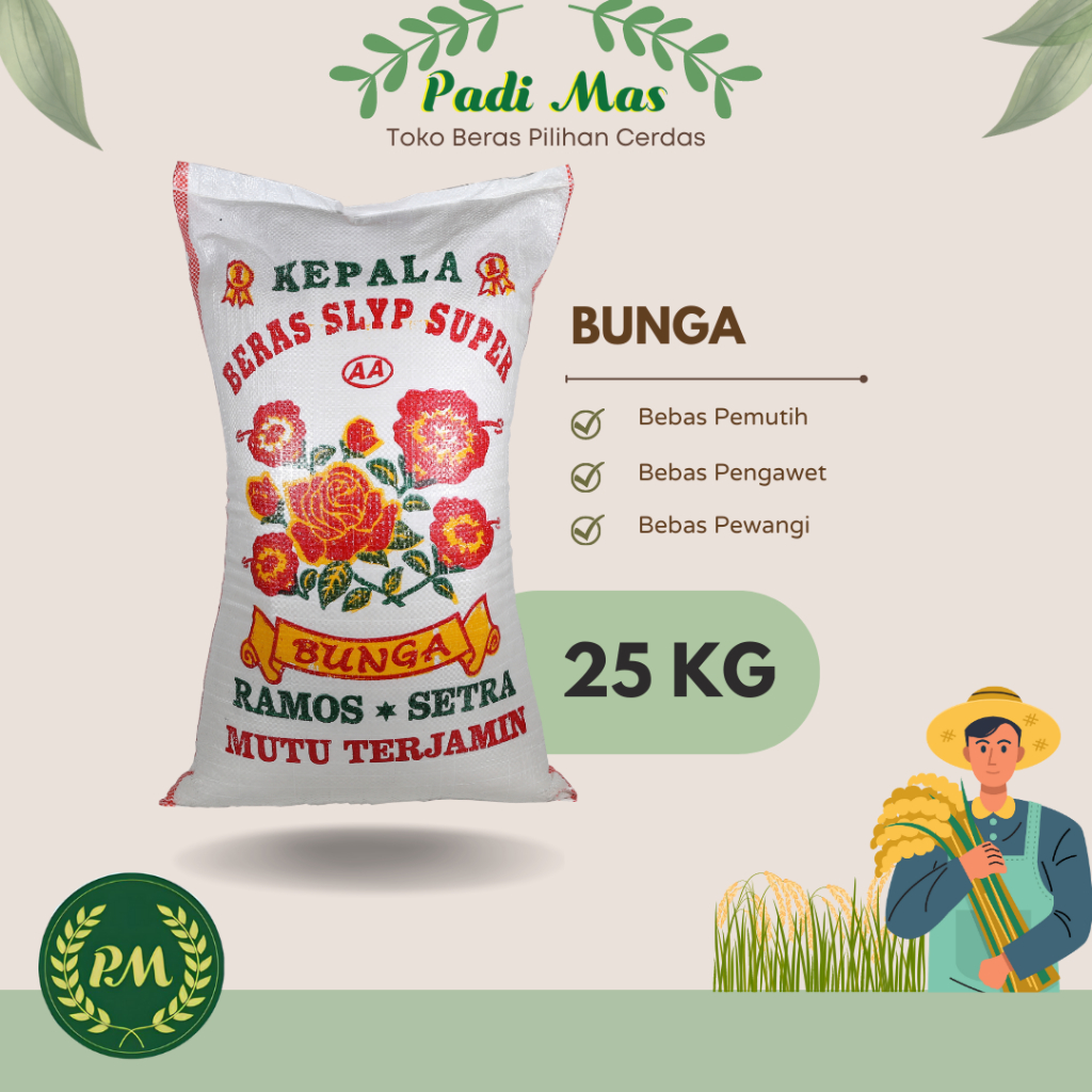 

Beras Ramos Cap Bunga 25kg / Pulen Sedang | Cargo