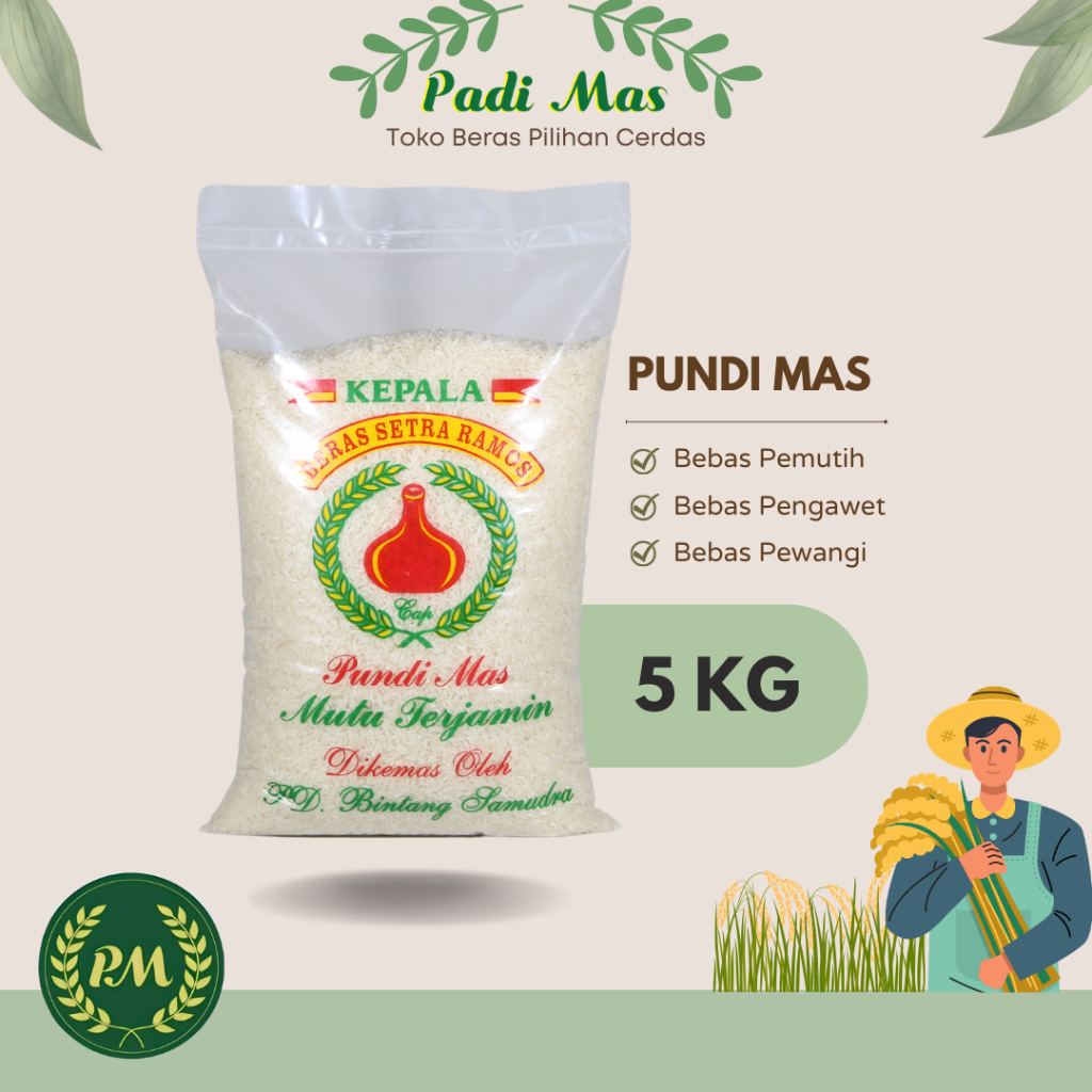 

Beras Kepala Ramos cap Pundi Mas 5 kg | Pulen Enak | Beras untuk Anak