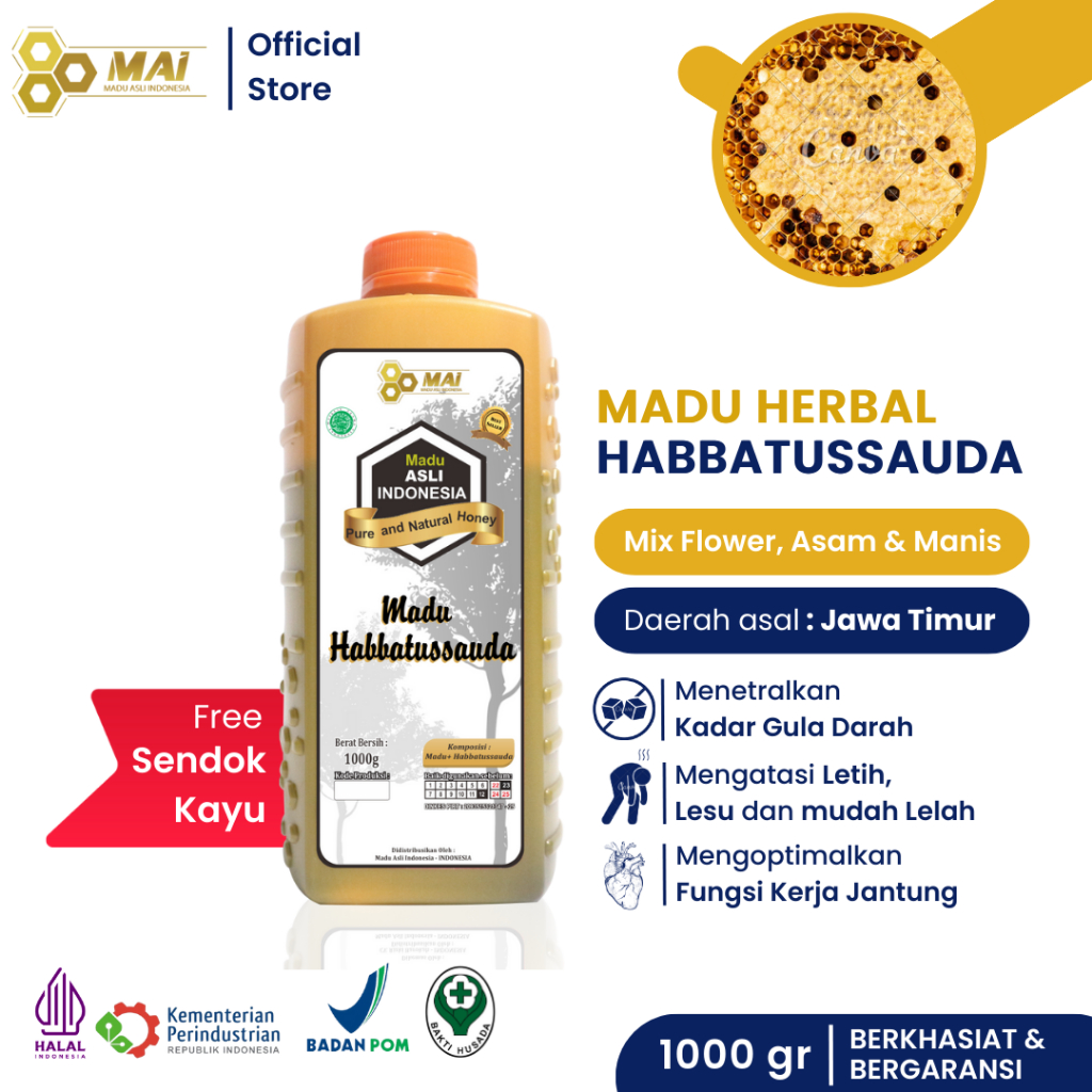 

Madu Habbatusauda 1 kg / Lebah Apis Melifera - Garansi Murni & Asli/ Madu Asli Indonesia