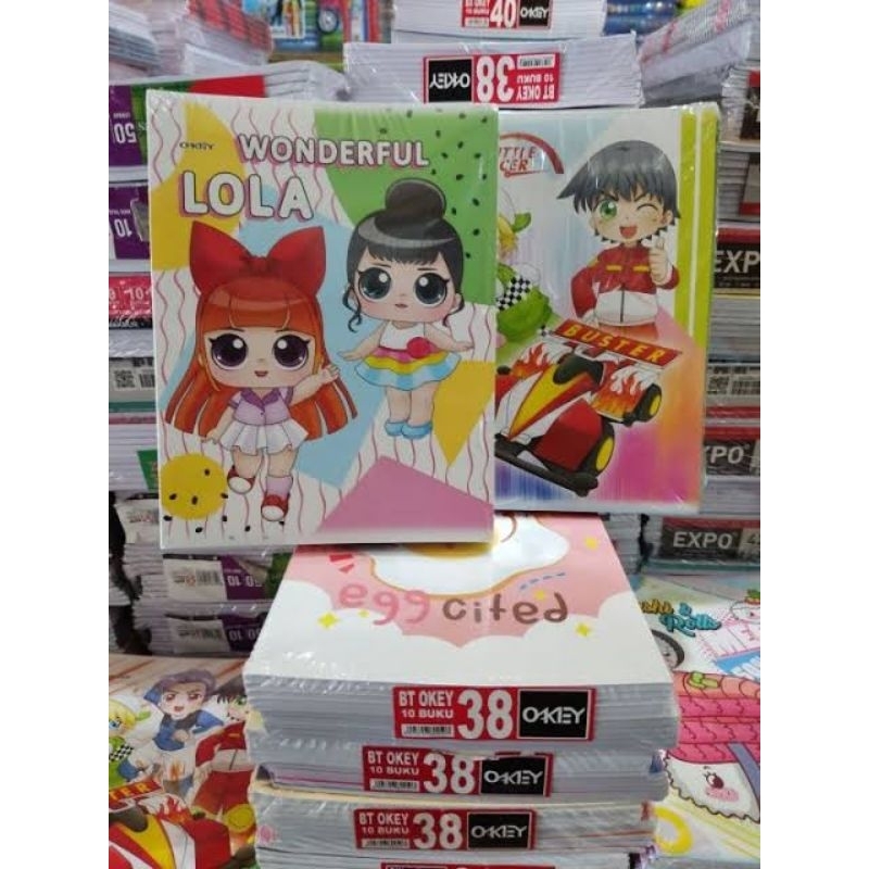 

Buku Tulis Okey Isi 38, 40, 50, 58 Lembar (1pak=10pcs) Paket Grosir