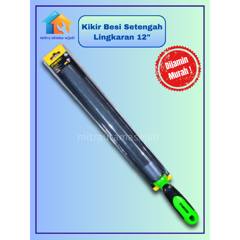 Kikir Besi Setengah Lingkaran 12 Inch Kasar Setengah Bulat 30 cm Handle Karet