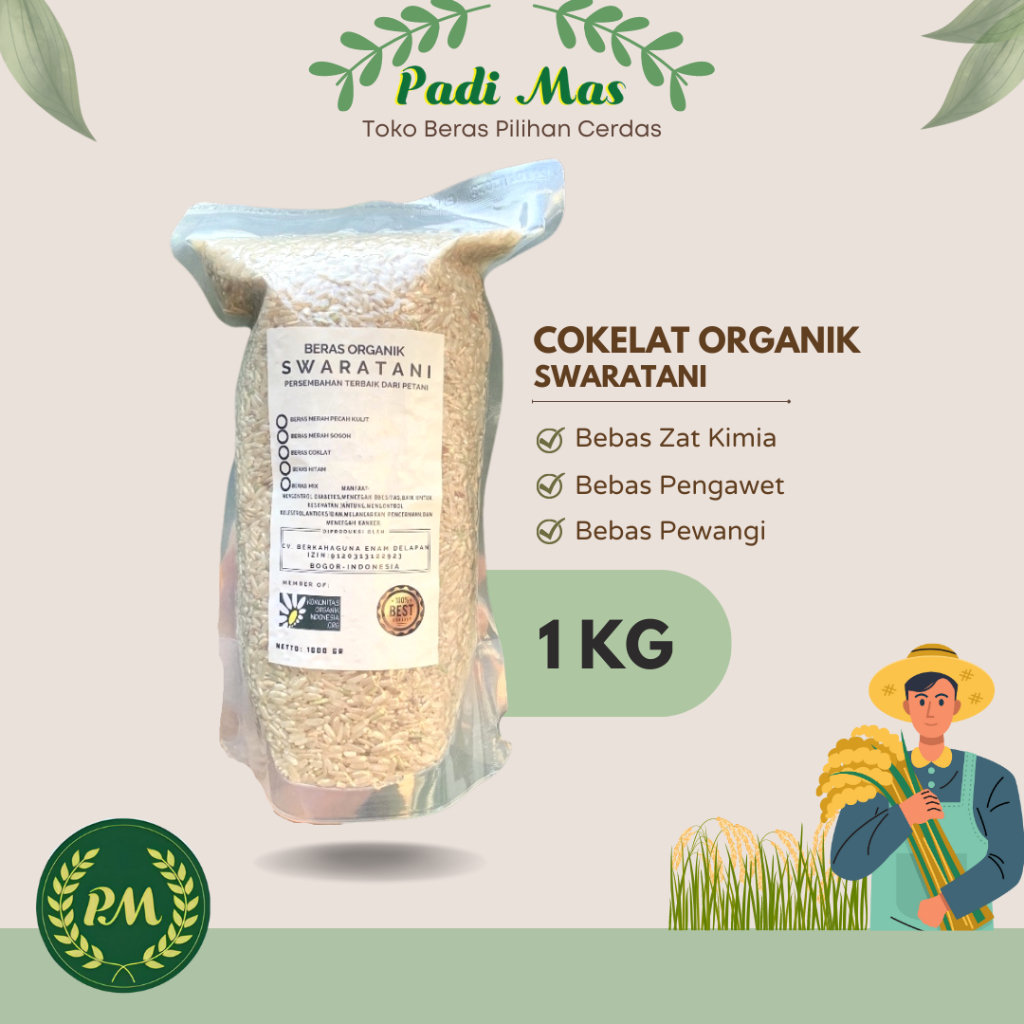 

Beras Cokelat Organik 1 kg / Beras Coklat Swaratani 1kg / Beras Swaratani / Organic Rice