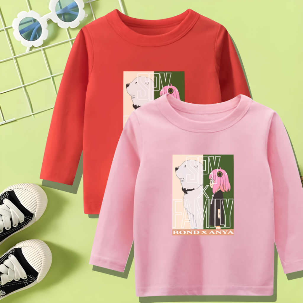 BAju Kaos Spy X Family Uniqlo Anak Perempuan Lengan Panjang Kaos DIstro Import Anak Kaos Anak 1 2 3 