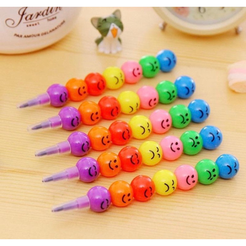 

pensil mewarnai crayon spidol smile karakter emoji 7 warna