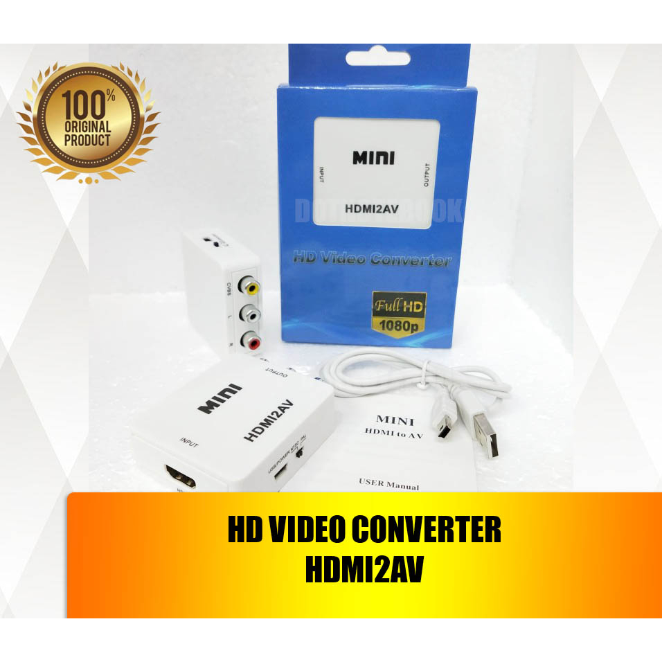 MINI BOX HDMI2AV / HDMI TO AV RCA CONVERTER ADAPTOR / MINI HDMI2AV