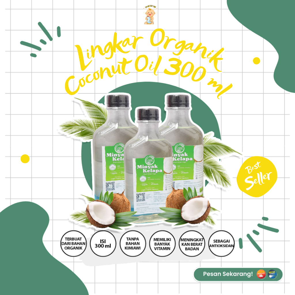 

KnR003BP | Lingkar Organik Coconut Oil 300 ml / Minyak Kelapa Organik / Minyak Goreng Kelapa VCO / Perlengkapan Mpasi Bayi / Bahan Mpasi Bayi Organik