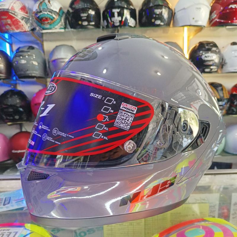 helm njs zx-1 solid grey helm njs full face