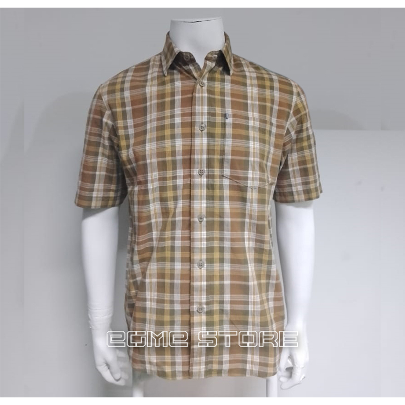 Kemeja MGEE Lengan Pendek Pria Kotak Alto C126 Brown
