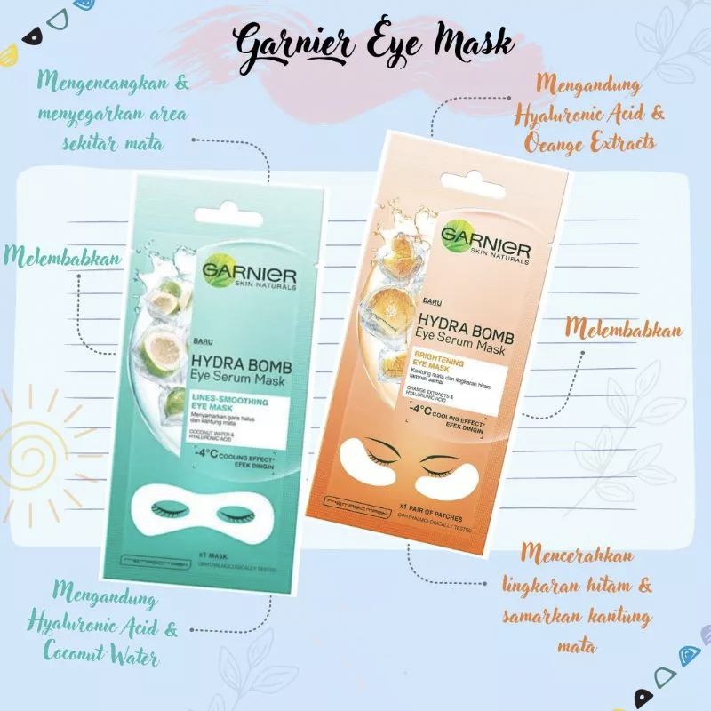 Garnier HydraBomb Brightening Eye Mask Serum (Masker Mata | Samarkan Lingkatan Hitam &amp; Kantung Mata)