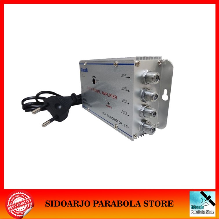 Booster Antena TV UHF VHF Digital & TV Kabel CATV Amplifier Splitter 4 Way 40db USAT-8840