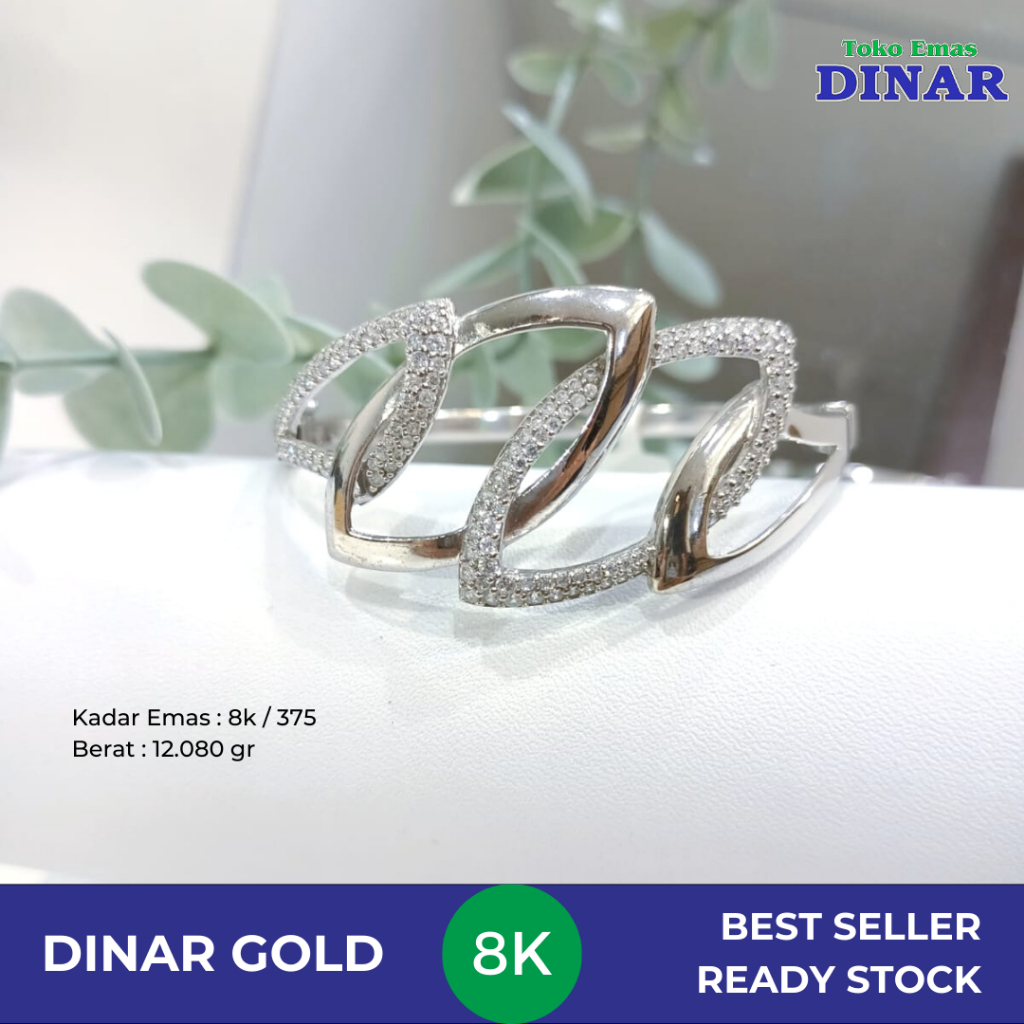GELANG OVAL BATU AD  MDL PUTIH - EMAS MUDA - KADAR 8K/375