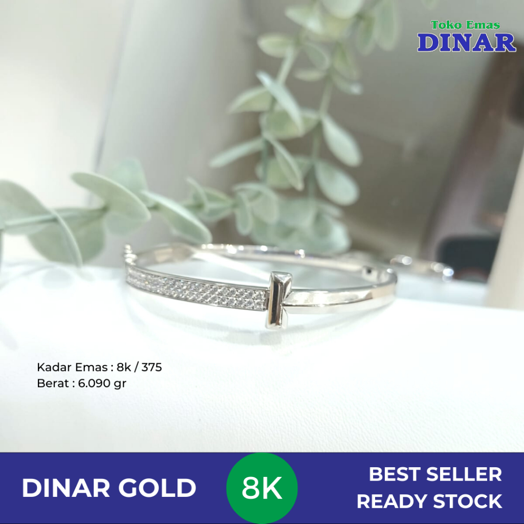 GELANG OVAL BATU AD PUTIH - EMAS MUDA - KADAR 8K/375