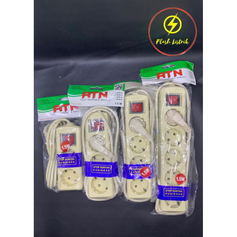 [ATN] Stop Kontak 2/3/4/5 Lubang 1,5 meter ATN Colokan 1,5m + Kabel ATN