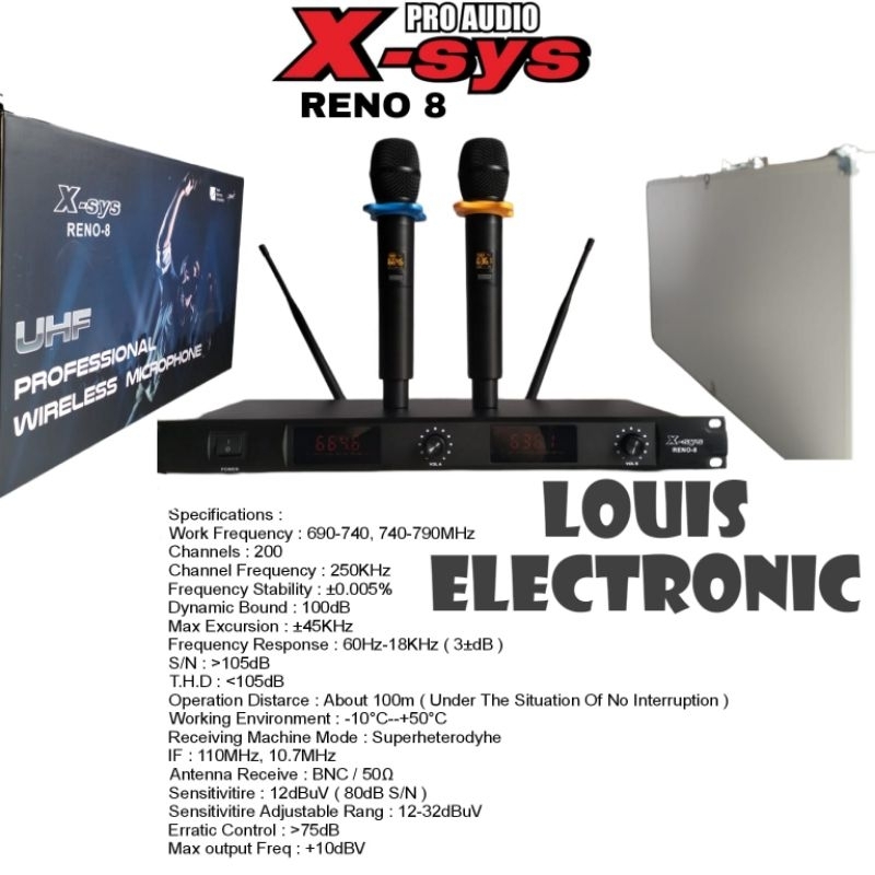 Mic Microphone Wireless X-sys RENO 8 ORIGINAL FREE HARDCASE Bisa Ganti Frekuensi